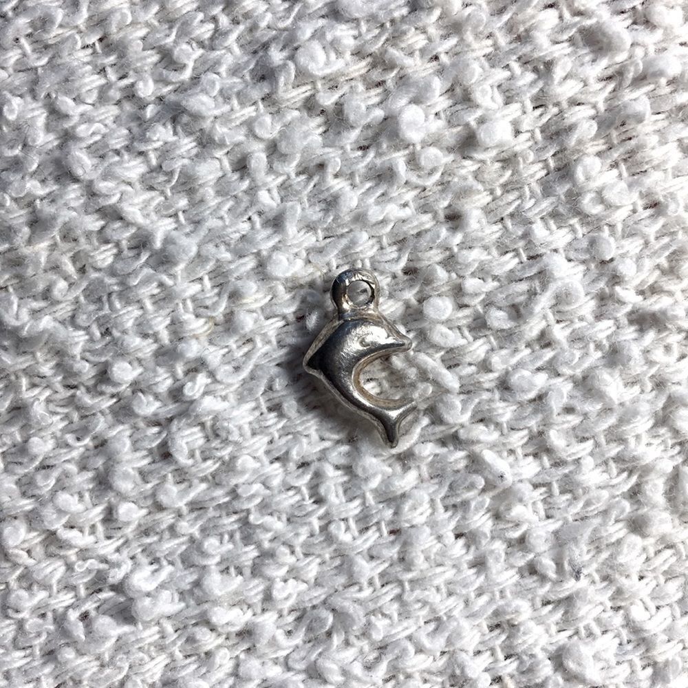 Tiny Sterling Dolphin Charm - Picture 2 of 4
